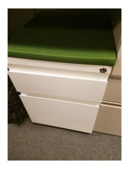 Used Haworth Box File Mobile Pedestal with Green Seat Cushion