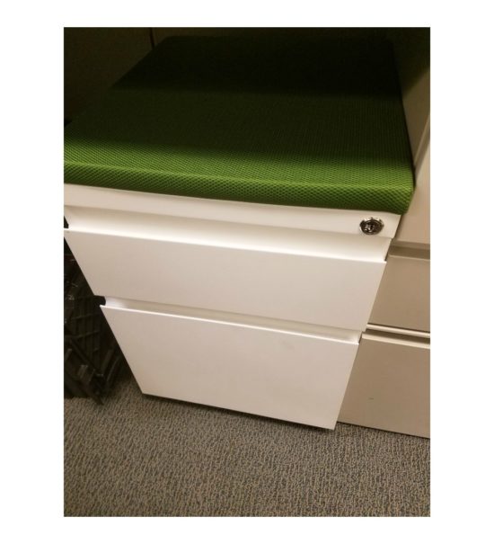 Used Haworth Box File Mobile Pedestal with Green Seat Cushion